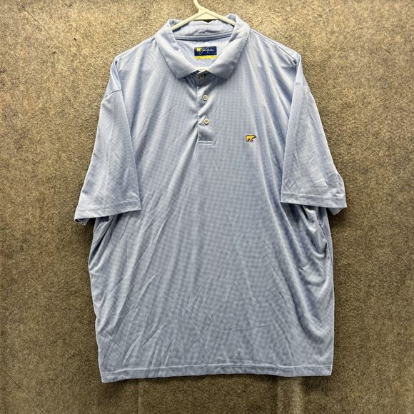 Jack Nicklaus Polo Shirt Mens XL Light Blue Check Golf Performance Short Sleeve - Picture 1 of 10